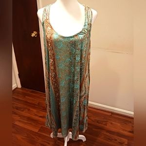 Lascana Sleeveless Strappy Printed Beach Dress Size 14 Turquoise Multi